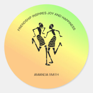 Sticker Rond Inspirationnel, coloré de la danse du bonheur