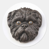 Sticker Rond Inspiré 3D d'Affenpinscher (Devant)