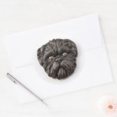 Sticker Rond Inspiré 3D d'Affenpinscher (Enveloppe)