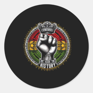 Sticker Rond Inspirer les leaders noirs Poing de puissance main