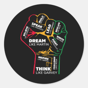 Sticker Rond Inspirer les leaders noirs Poing de puissance main