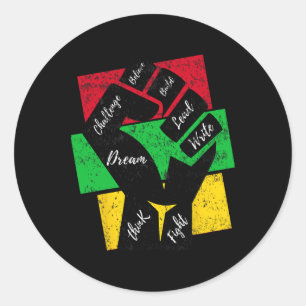 Sticker Rond Inspirer les leaders noirs puissance main main mai