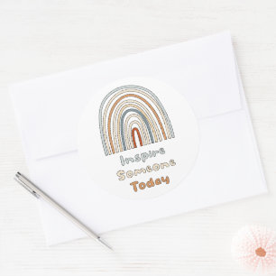 Sticker Rond Inspirer quelqu'un aujourd'hui motivation boho arc