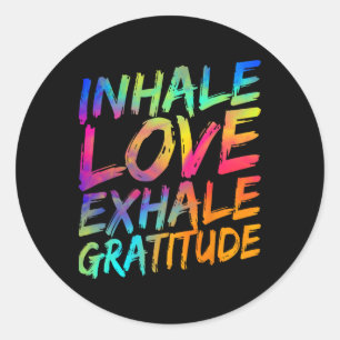 Sticker Rond Inspirez l'amour expirez la gratitude Yoga Méditat