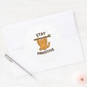Sticker Rond Inspiring "Stay pawsitive" Quote Print (Enveloppe)