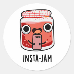Sticker Rond Insta-jam Funny Social Media Jam Pun