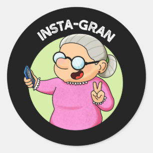 Sticker Rond Instagran drôle médias sociaux grand-mère jeu de m