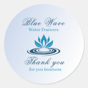 Sticker Rond Installation de fonction d'eau Merci bleu
