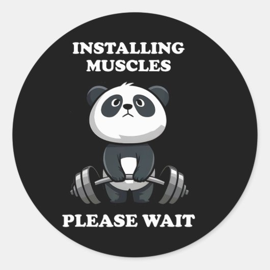 Sticker Rond Installation Muscles Veuillez Attendre Gym Gym Pan (Devant)