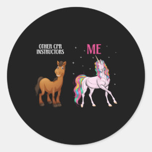 Sticker Rond Instructeur Cpr Unicorn Cpr Enseignant Cpr