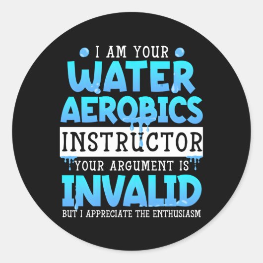 Sticker Rond Instructeur d'aérobic aquatique Aqua (Devant)
