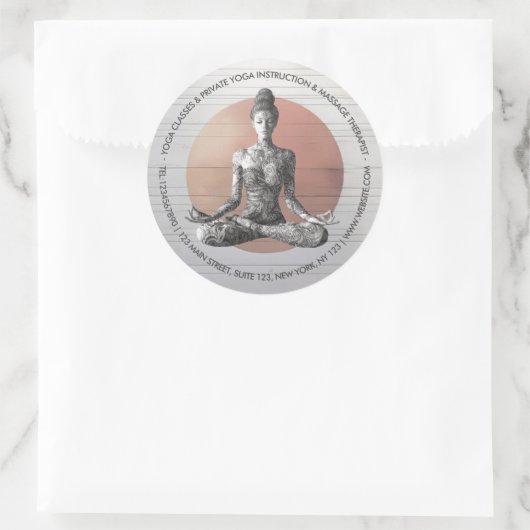 Sticker Rond Instructeur de méditation Yoga Reiki Master Lotus  (Sac)