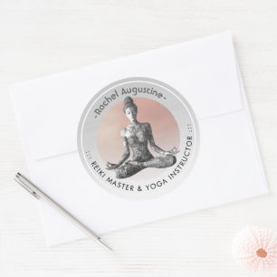 Sticker Rond Instructeur de méditation Yoga Reiki Master Lotus