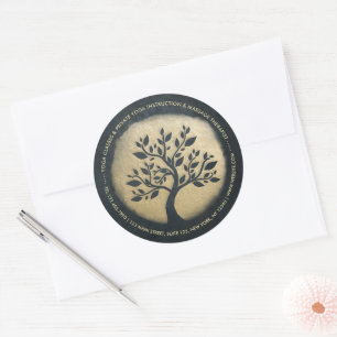Sticker Rond Instructeur de méditation Yoga Studio Black Gold T