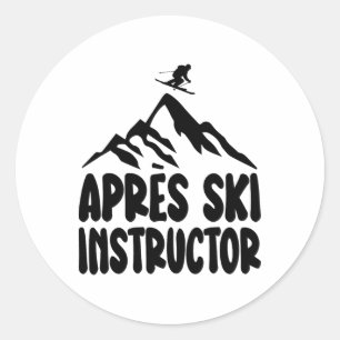 Sticker Rond Instructeur De Ski Apres Chemise Femmes Hommes Pou