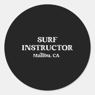 Sticker Rond Instructeur de surf Malibu Californie