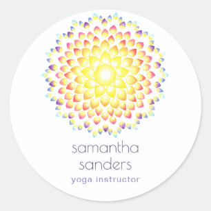 Sticker Rond Instructeur de Yoga Arc-en-ciel coloré Mandala