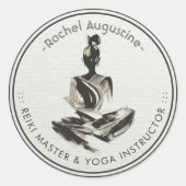 Sticker Rond Instructeur de Yoga Lotus Méditation Pose Brosse (Devant)