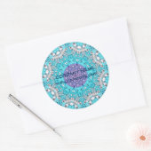 Sticker Rond instructeur de yoga Motif de henné turquoise (Enveloppe)