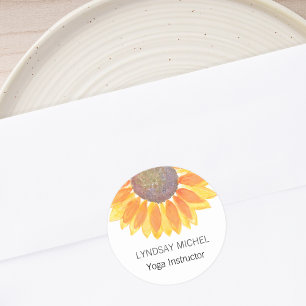Sticker Rond Instructeur de yoga Tournesol