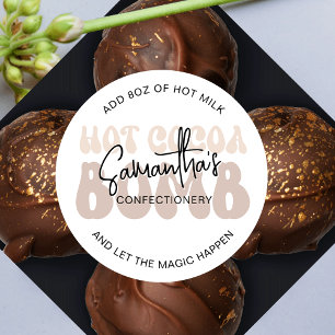 Sticker Rond Instructions de Bombe de cacao chaud Retro Beige t