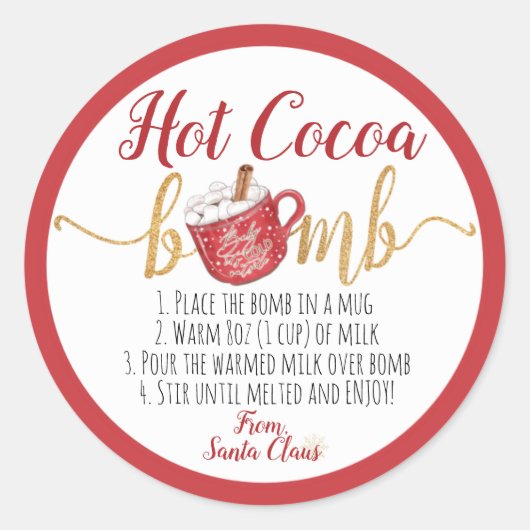 Sticker Rond Instructions de la bombe de cacao chaud Noël Musiq (Devant)