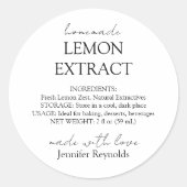 Sticker Rond Instructions d'extraction de citron maison (Devant)