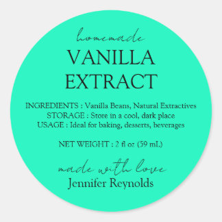 Sticker Rond Instructions d'extrait de vanille fait maison néon