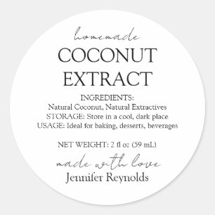 Sticker Rond Instructions pour flacon d'extrait de noix de coco