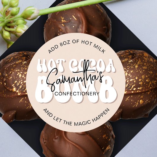 Sticker Rond Instructions pour la bombe de cacao chaud rétro es