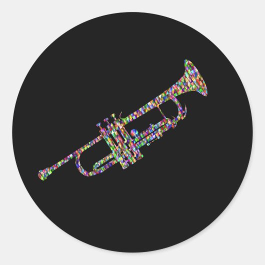 Sticker Rond instrument musical de trompette funky (Devant)
