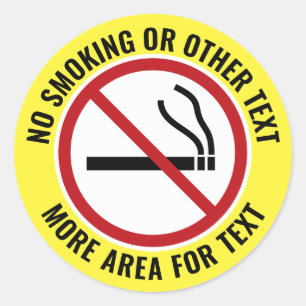 Sticker Rond Interdiction de fumer - avec symbole plus zone de