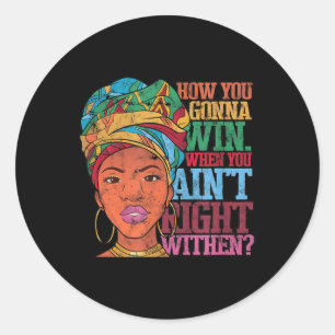 Sticker Rond Intérieur - Victoire - Vérité Uni-adultes - Noir -