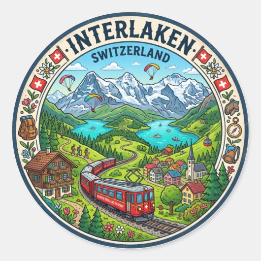 Sticker Rond Interlaken Suisse (Devant)