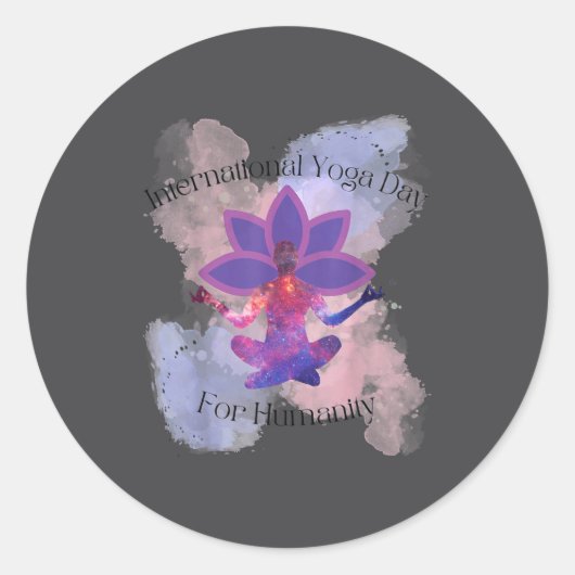 Sticker Rond International Yoga Day For Humanity (Devant)