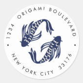 Sticker Rond Internationale > Japonais | Blue Koi Fish Mariage  (Devant)