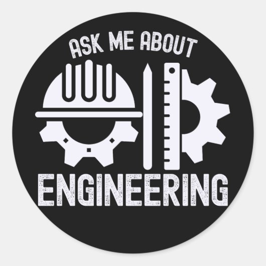 Sticker Rond Interrogez-moi sur l'ingénierie (Devant)