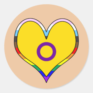 Sticker rond Intersex Pride Heart Classic