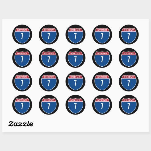 Sticker Rond Interstate 7 (Feuille)