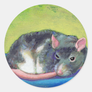 Sticker Rond Intitulé : The Guardian - Beau rat de compagnie in