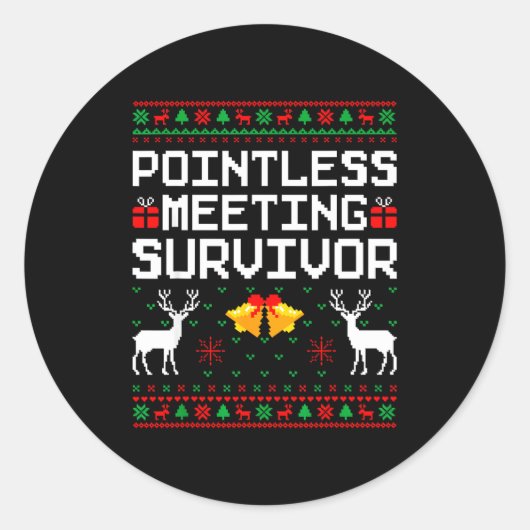 Sticker Rond Intless Meeting Survivor Ugly Christmas Sweater Of (Devant)