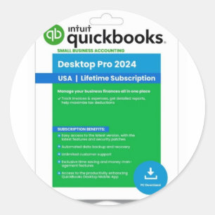 Sticker Rond Intuit Quickbooks Desktop Pro Edition 2024 Pour 3 