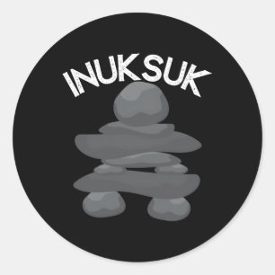 Sticker Rond Inukshuk Statue en pierre M Sculpture Inuksuk