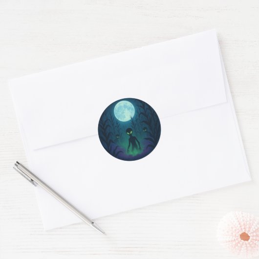 Sticker Rond Invasion Alien (Enveloppe)