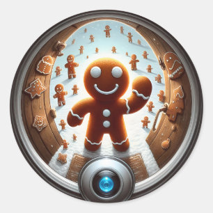 Sticker Rond Invasion de pain d'épices : Sweet Holiday Surprise