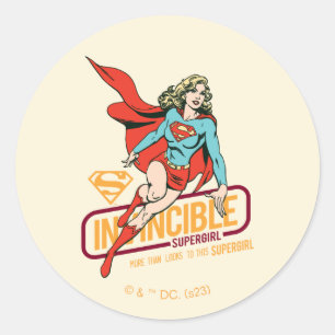 Sticker Rond Invincible Supergirl Retro Graphic