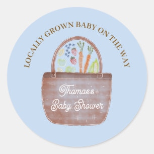 Sticker Rond Invitation à la baby shower Marché de fermiers pou