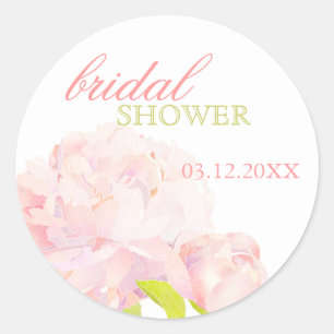 Sticker Rond Invitation à la douche nuptiale Spring Blush Peony