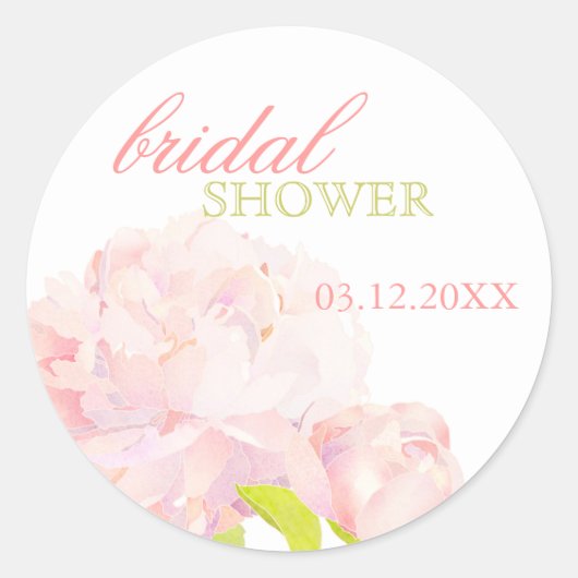Sticker Rond Invitation à la douche nuptiale Spring Blush Peony (Devant)
