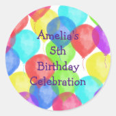 Sticker Rond Invitation à la fête du ballon d'anniversaire colo (Devant)